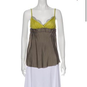 SACAI LUCK Silk Colorblock Pattern Top